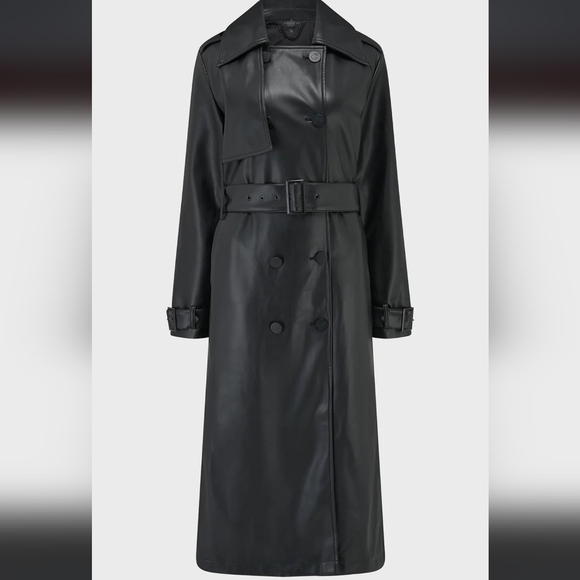 Killstar Sleek Black Trench Coat - Picture 10 of 11